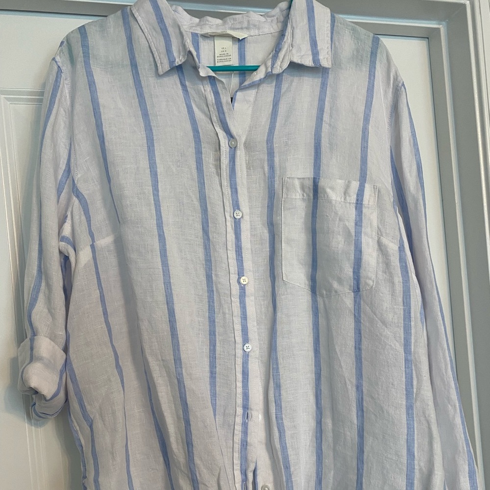 Linen button down blouse